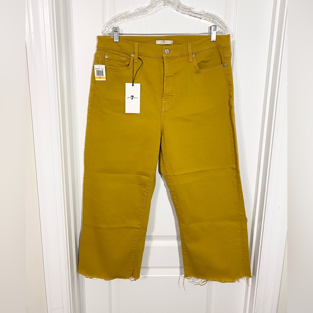 7FAM Alexa High Waist Capri Jeans Mustard Size 33 7 For All Mankind